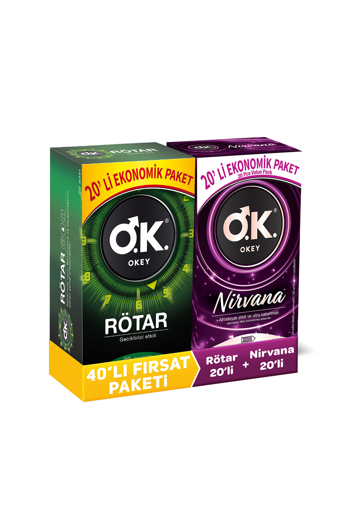 Okey Nirvana 20'li Prezervatif & Rötar 20'li Prezervatif