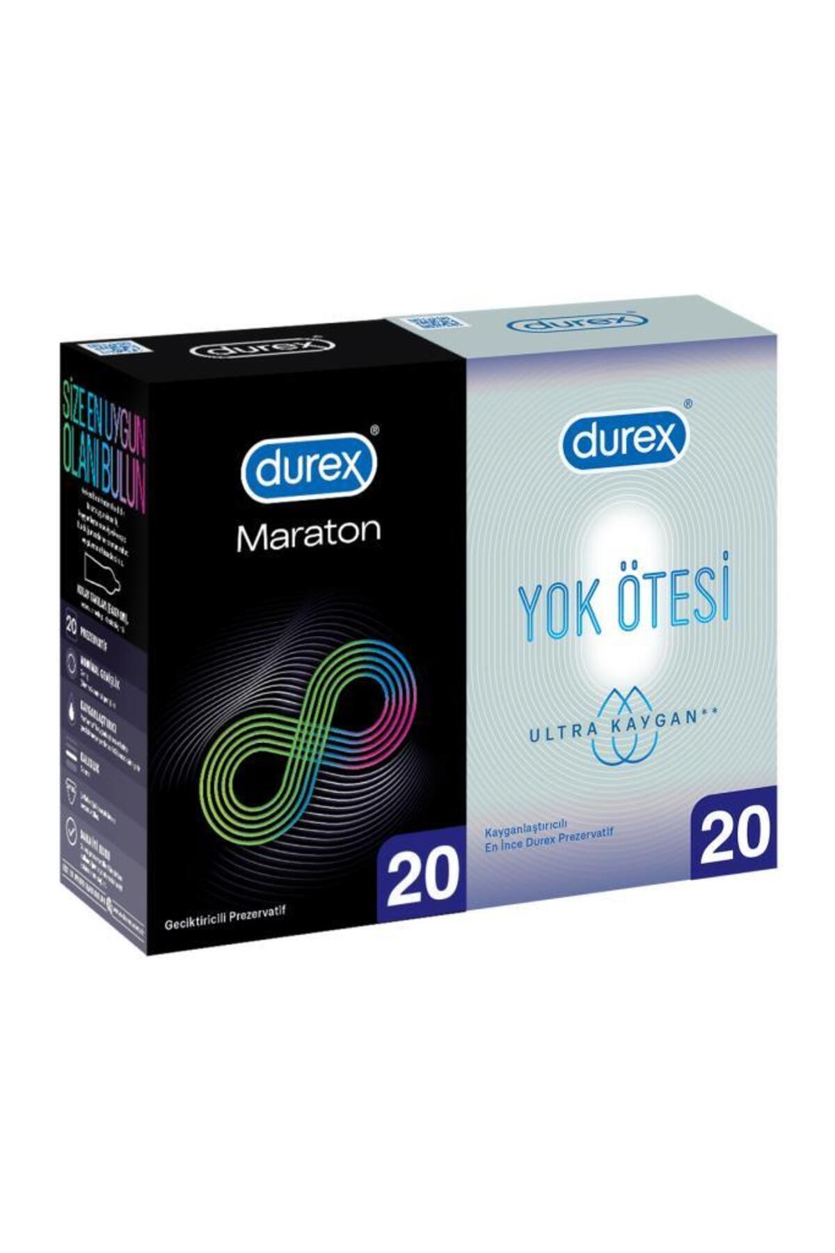 Durex Maraton Geciktiricili 20'li + Yok Ötesi Ultra Kaygan 20'li Prezervatif Avantaj Paketi