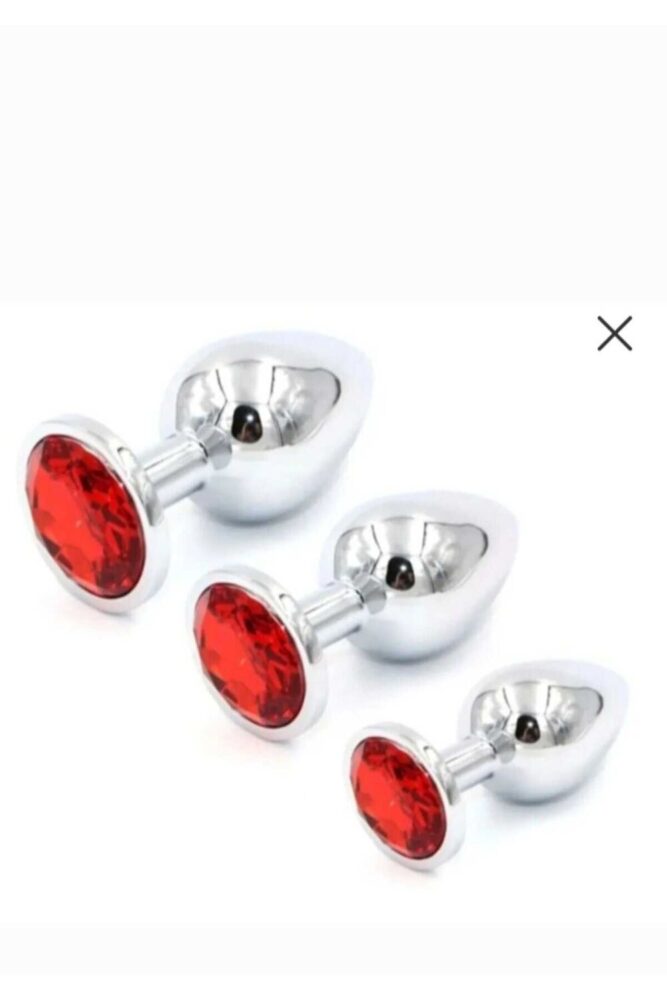 Greenport 3'lü Anal Oyuncak Metal Taşlı Anal Plug Anal Tıkaç Set Halinde Paslanmaz Çelik - Görsel 2