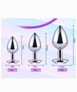 Greenport 3'lü Anal Oyuncak Metal Taşlı Anal Plug Anal Tıkaç Set Halinde Paslanmaz Çelik - Görsel 3