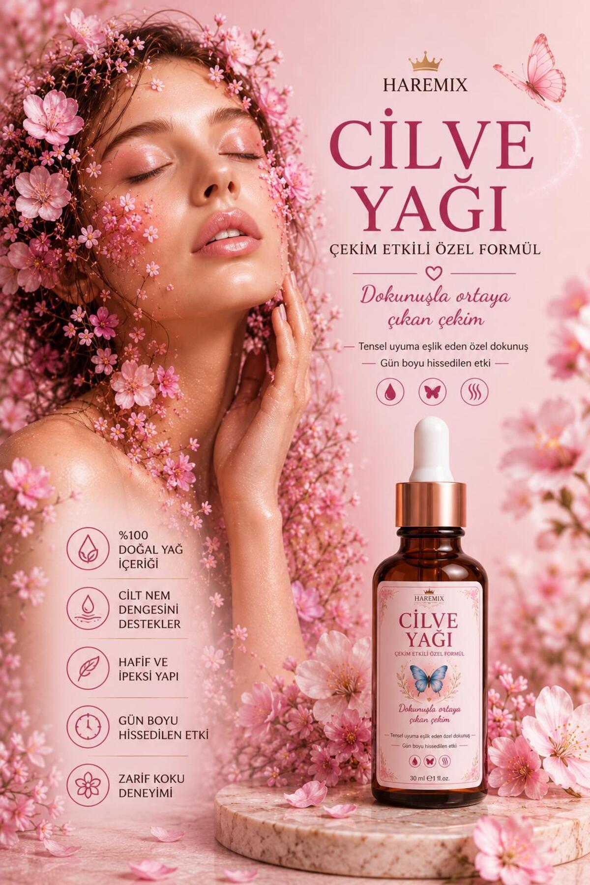 Haremix Kadın Cilve Arttırıcı Tensel Çekim Yağı i.stek A.rttırıcı ve u.yarıcı 30 ml