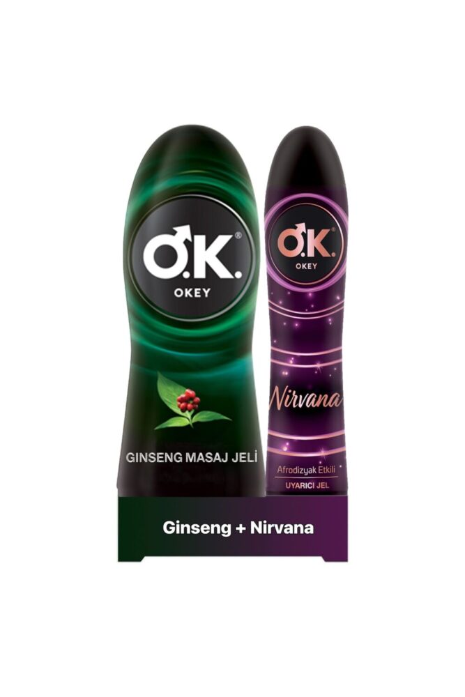 Okey Ginseng Masaj Jeli Su Bazlı 200 Ml + Nirvana Uyarıcı Jel Su Bazlı 100ml