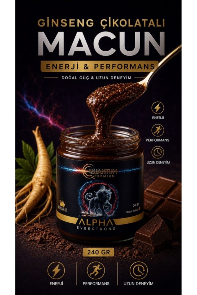 ALPHA EVERSTRONG Çikolatalı Ginseng Atom Güç Alpha Kuantum Premium Bitkisel Macun Kavanoz (240 GR) - Görsel 2