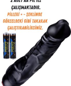Lolita Shop Ultra Gerçekçi Et Dokusu 23.5 Cm Kalın Güçlü Titreşimli Realistik Siyah Penis Dildo Vibratör - Görsel 3