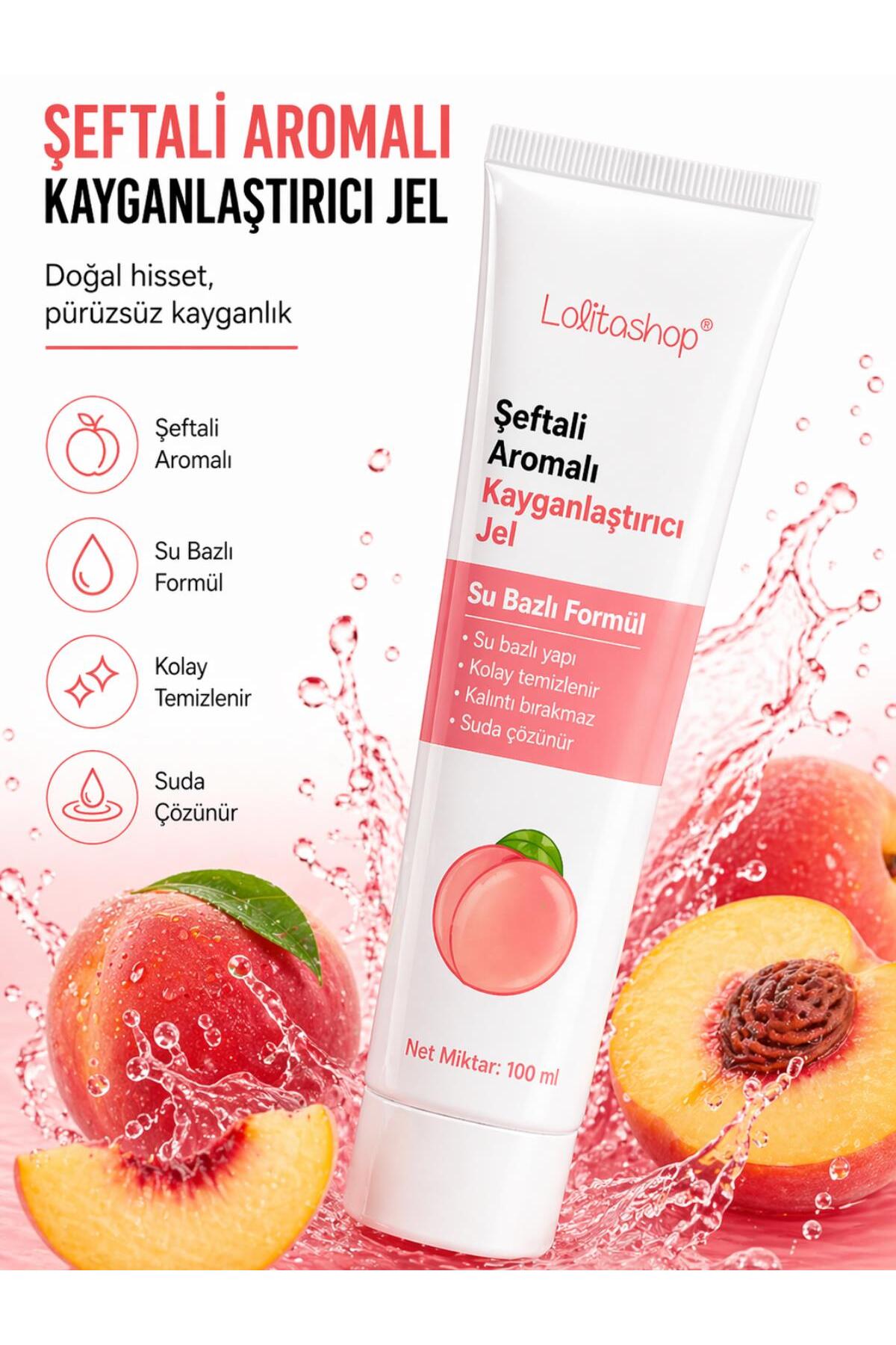 Lolita Shop Şeftalili Su Bazlı Ekstra Kayganlaştırıcı Jel 100 ML Yenilebilir Şeftali Hazzı Aromalı Kaydırıcı Jel