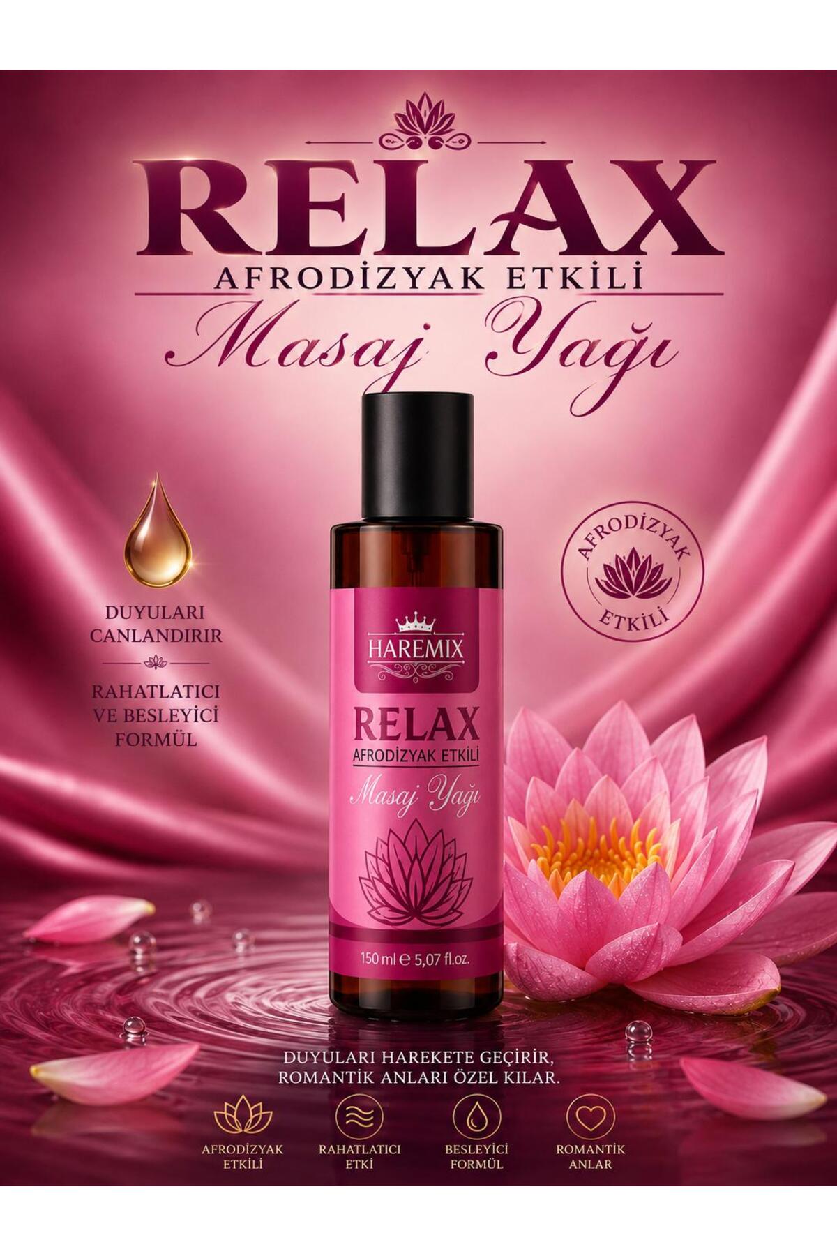 Haremix Relax Afrodi.zyak Etkili Masaj Yağı, Gizli Paketli 150 ml