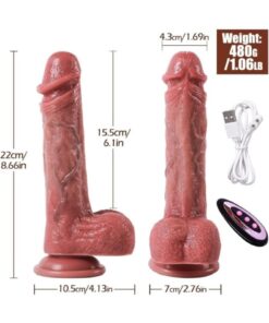 Genel Markalar ISITMALI 23cm İleri Geri Hareketli Yapay Penis Vibratör Gerçekçi Hızlı İtme Titreşimli Vantuzlu Kumandalı - Görsel 3