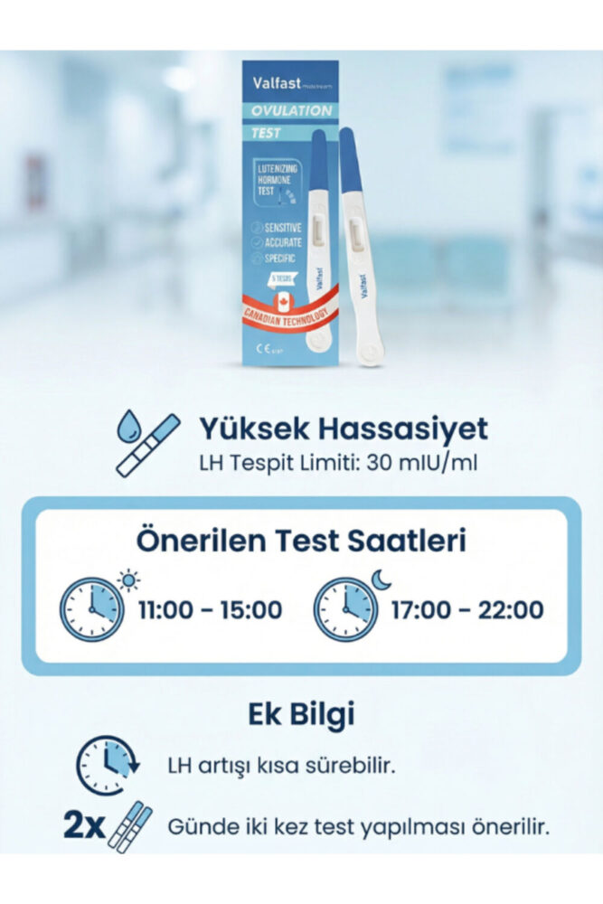 Valfast Ovulasyon Doğurganlık (Yumurtlama) Testi 2 Kutu 10 Adet Kalem Test - Görsel 2