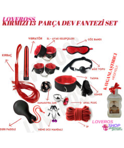 Loveross Başlangıç Fantazi Çok Parça Bdsm | Kelepçe Kırbaç Vibratör Plug VS. | Dev Fantezi Set | 13 Parça |