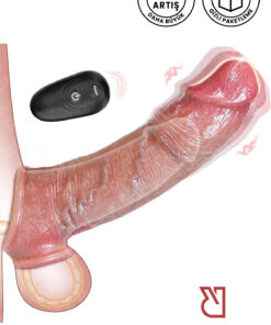 Rabixy Penis Kılıfı Titreşimli Uzaktan Kumandalı Uzatıcı Kalınlaştırıcı Uzun Deneyim Ultra Gerçekçi Görünüm