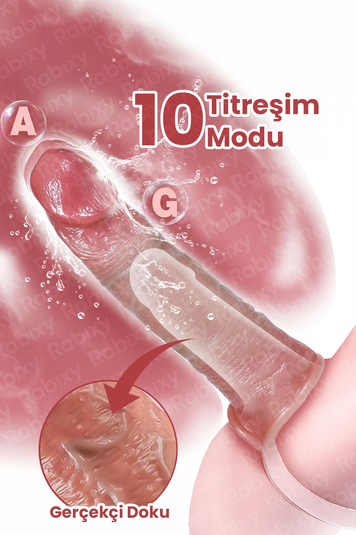 Rabixy Penis Kılıfı Titreşimli Uzaktan Kumandalı Uzatıcı Kalınlaştırıcı Uzun Deneyim Ultra Gerçekçi Görünüm - Görsel 3