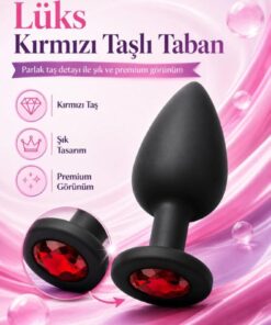 Alternative view of Lolita Shop Soft Siyah Silikon Doku Kırmızı Mücevher Taşlı 7 Cm Anal Açıcı Genişletici Alıştırıcı Plug Ve Tıkaç