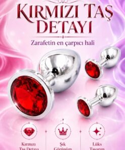 Alternative view of Lolita Shop Gümüş Metal Mücevher Kırmızı Taşlı 3 'lü Anal Alıştırıcı Genişletici Açıcı Anal Plug Tıkaç Seti