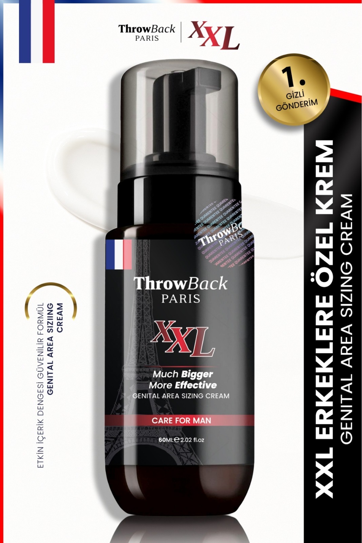ThrowBack Parıs XXL - Erkeklere Özel Premium Bakım Kremi - Dolgun Görünüm
