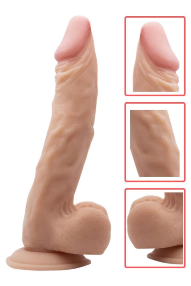 Lolita Shop Gerçekçi Et Dokusunda 24 Cm Kalın Vantuzlu Süper Kaliteli Realistik Dildo Penis - Görsel 2