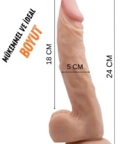 Lolita Shop Gerçekçi Et Dokusunda 24 Cm Kalın Vantuzlu Süper Kaliteli Realistik Dildo Penis - Görsel 3