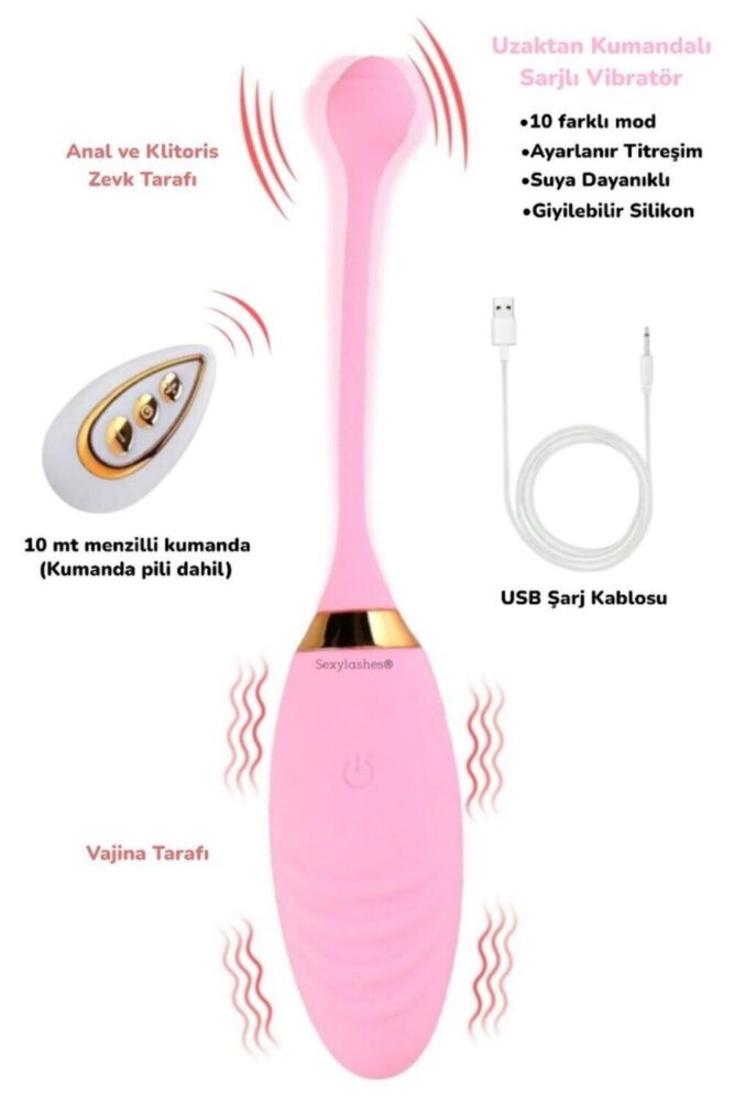 SEXYLASHES 10 Farklı Güçlü Titreşim Uzaktan Kumandalı Şarjlı Orgazm Vibratör Gizli Paket - Görsel 2