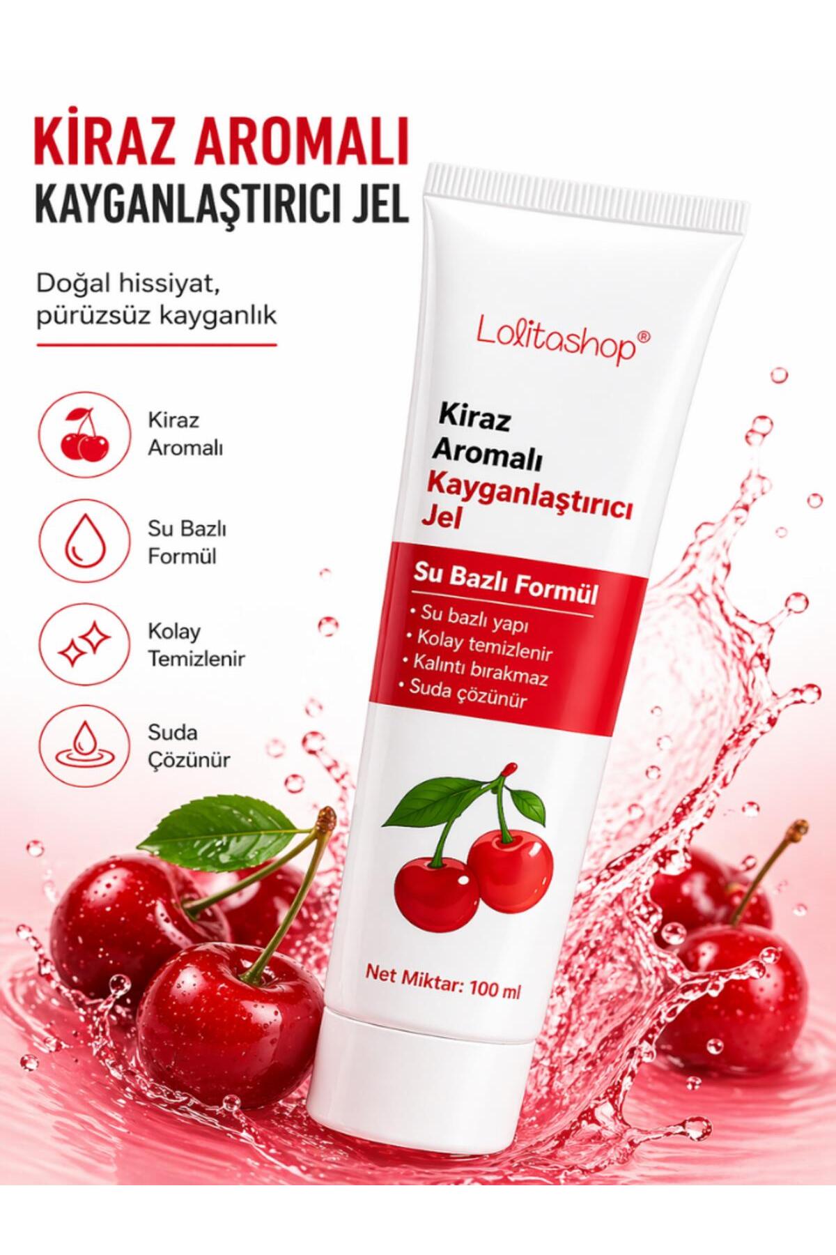 Lolita Shop Kirazlı Su Bazlı Ekstra Kayganlaştırıcı Jel 100 ML Yenilebilir Kiraz Hazzı Aromalı Kaydırıcı Jel