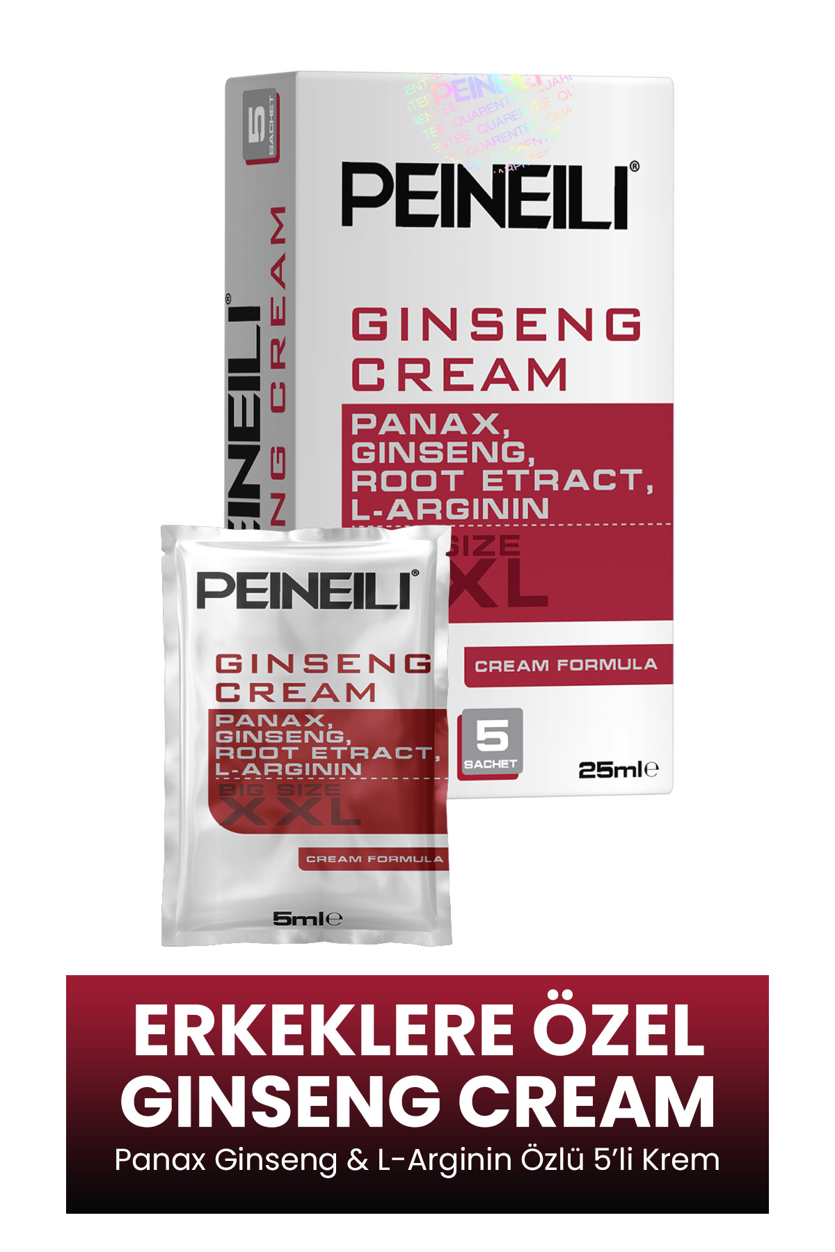 PEINEILI Erkeklere Özel Ginseng Cream Panaxlı Root Etract L- Argının Xxl Krem 5'li 25 ml