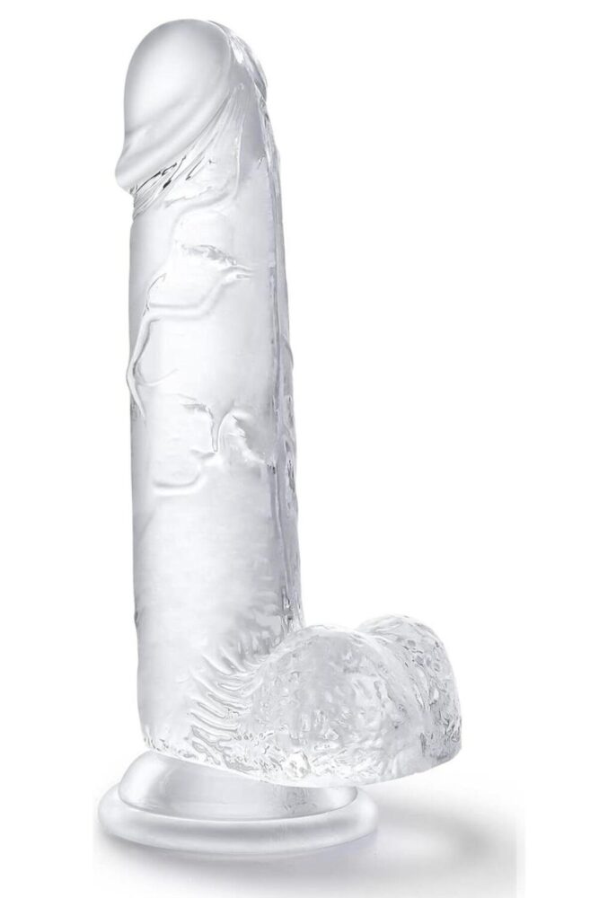 Lolita Shop Gerçekçi Yumuşak Şeffaf Jel Dokuda 18 Cm Güçlü Vantuzlu Vajina Anal Kullanılabilen Penis Dildo