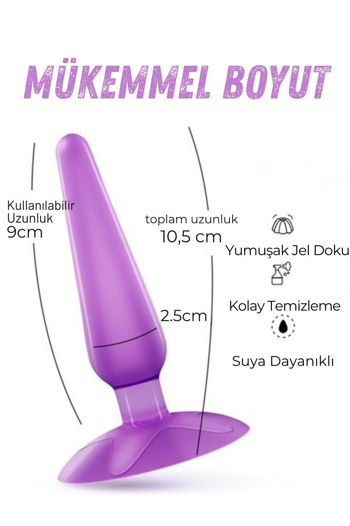 Lolita Shop Anal Ve Vajina Yumuşak Jel Dokuda Vantuzlu Anal Açıcı Genişletici Alıştırıcı Anal Plug ve Tıkaç - Görsel 3