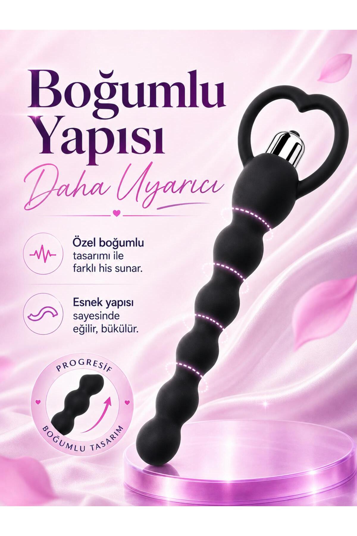 Lolita Shop 17 Cm Boğumlu Güçlü Titreşimli Esnek Soft Silikon Doku Anal Vajina Kullanılabilen Zevk Vibratörü - Görsel 3