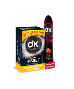 Okey Ultra Hisset 20'li Prezervatif & Çilek Kayganlaştırıcı Jel 100 ml Set