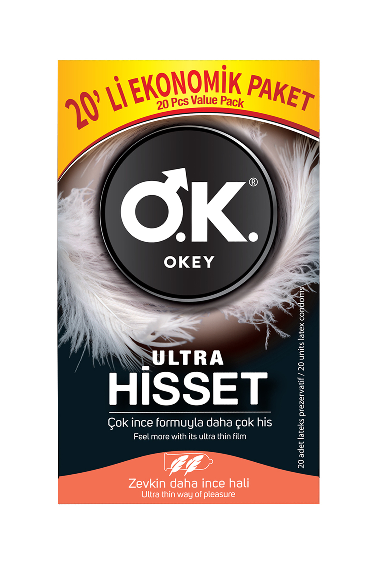 Okey Ultra Hisset 20'li Prezervatif & Çilek Kayganlaştırıcı Jel 100 ml Set - Görsel 3