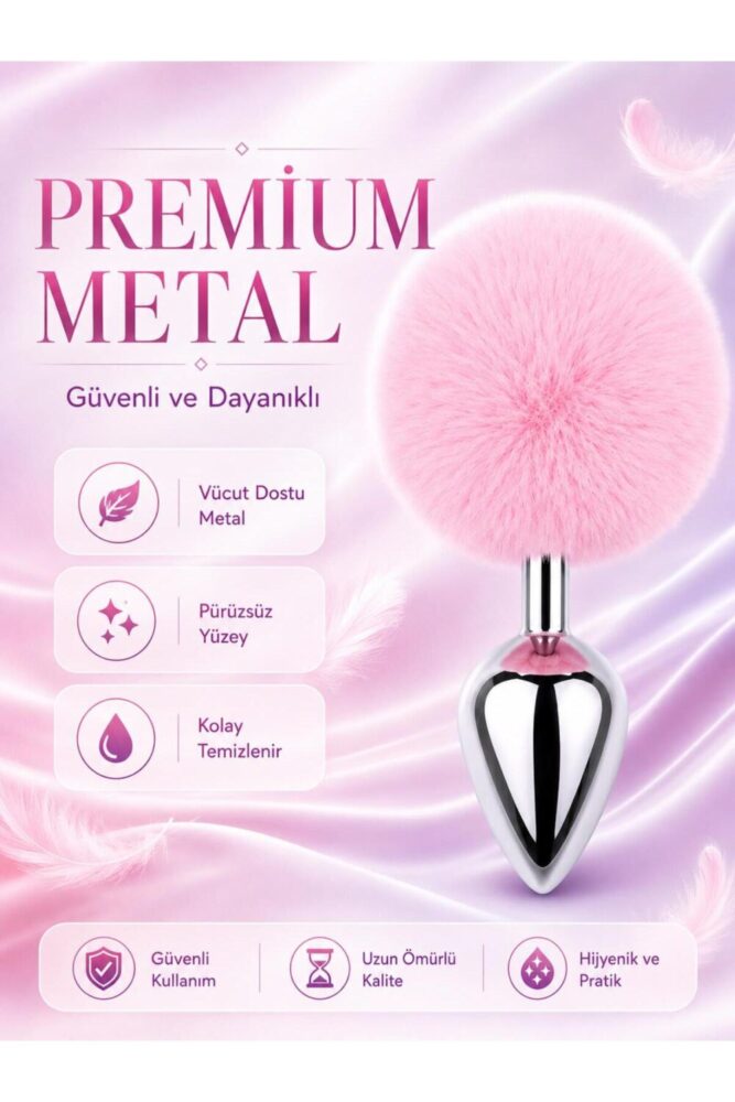Lolita Shop Gümüş Metal Yumuşak Ponpon Tüylü Anal Açıcı Genişletici Alıştırıcı Lüks Anal Plug Ve Tıkaç - Görsel 2