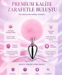 Lolita Shop Gümüş Metal Yumuşak Ponpon Tüylü Anal Açıcı Genişletici Alıştırıcı Lüks Anal Plug Ve Tıkaç - Görsel 3