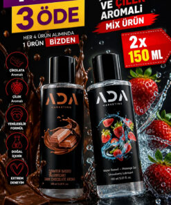 Ada Marketing Yenilebilir Kayganlaştırıcı Jel 150 ml Çilek Çikolata Aromalı 2li Set Anal Uyumlu