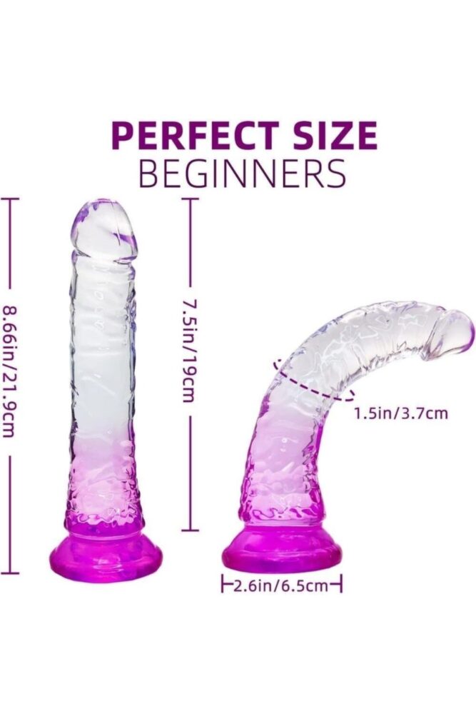 Lolita Shop Ultra Yumuşak Şeffaf Mor 21 Cm Gerçekçi Penis Realistik Jel Dokuda Yumurtalıksız Anal Vajina Dildo - Görsel 2