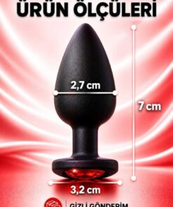 Alternative view of ADLUS Kırmızı Mücevher Taşlı Soft Siyah Silikon Plug 7 cm
