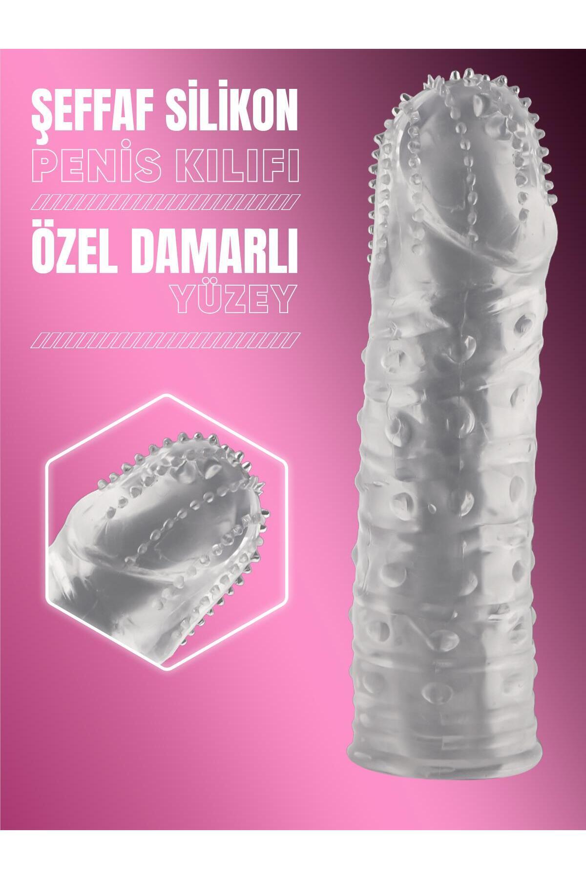 Lolita Shop Tırtıklı Şeffaf Yumuşak Esnek Silikon Dokuda Klitoris Uyarıcılı Tekrar Kulllanılabilen Penis Kılıfı
