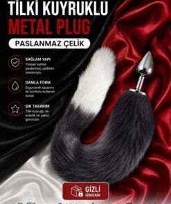 Alternative view of ADLUS Paslanmaz Çelik Tilki Kuyruklu Metal Plug - Ergonomik Damla Form Anal Plug
