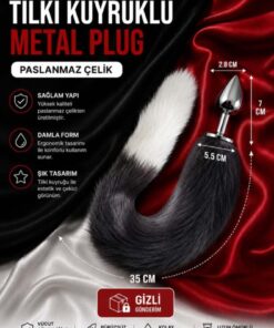 ADLUS Paslanmaz Çelik Tilki Kuyruklu Metal Plug - Ergonomik Damla Form Anal Plug - Görsel 3