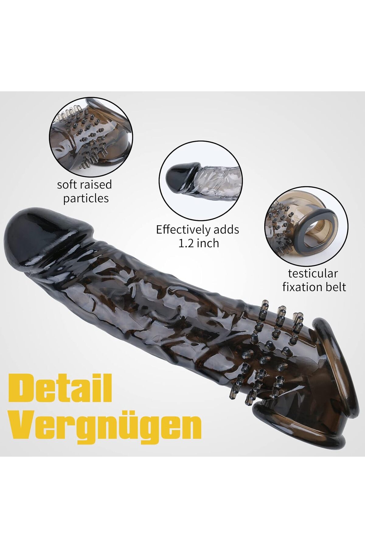 Joytoy 4 santim Uzatmalı Penis Kılıfı,Karşı Tarafı Uyaran Tırtıklı Doku ve Gerçekçi Tasarım - Görsel 3