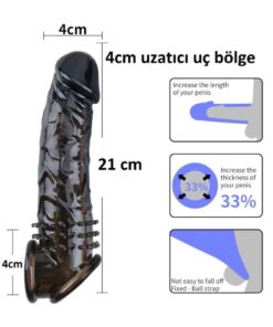 Alternative view of Joytoy 4 santim Uzatmalı Penis Kılıfı,Karşı Tarafı Uyaran Tırtıklı Doku ve Gerçekçi Tasarım