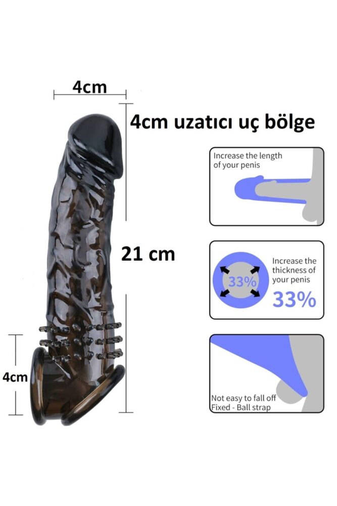 Joytoy 4 santim Uzatmalı Penis Kılıfı,Karşı Tarafı Uyaran Tırtıklı Doku ve Gerçekçi Tasarım - Görsel 2