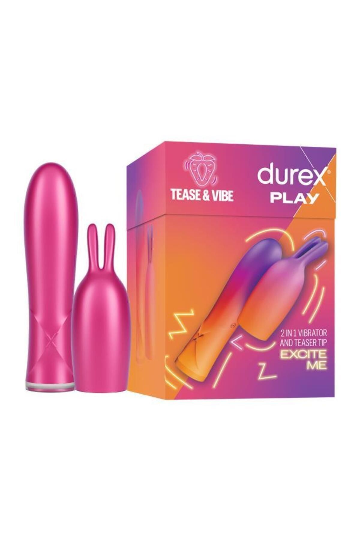 Durex 2si1 Arada Titreşimli Vibratör ve Uyarıcı Başlık, Usb Şarjlı, 7 Farklı Titreşim Modu, Suya Dayanıklı