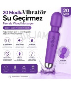 Genel Markalar 20 Mod Titreşimli Yüksek Kalite USB Şarjlı Su Geçirmez Vibratör Masaj Aleti