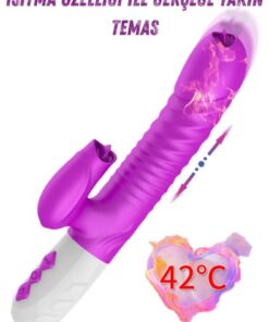 Lolita Shop İleri Geri Hareketli Vajina Ve Klitorise Çift Dil Atabilen Isıtmalı 7 Mod Titreşim Şarjlı Vibratör - Görsel 3