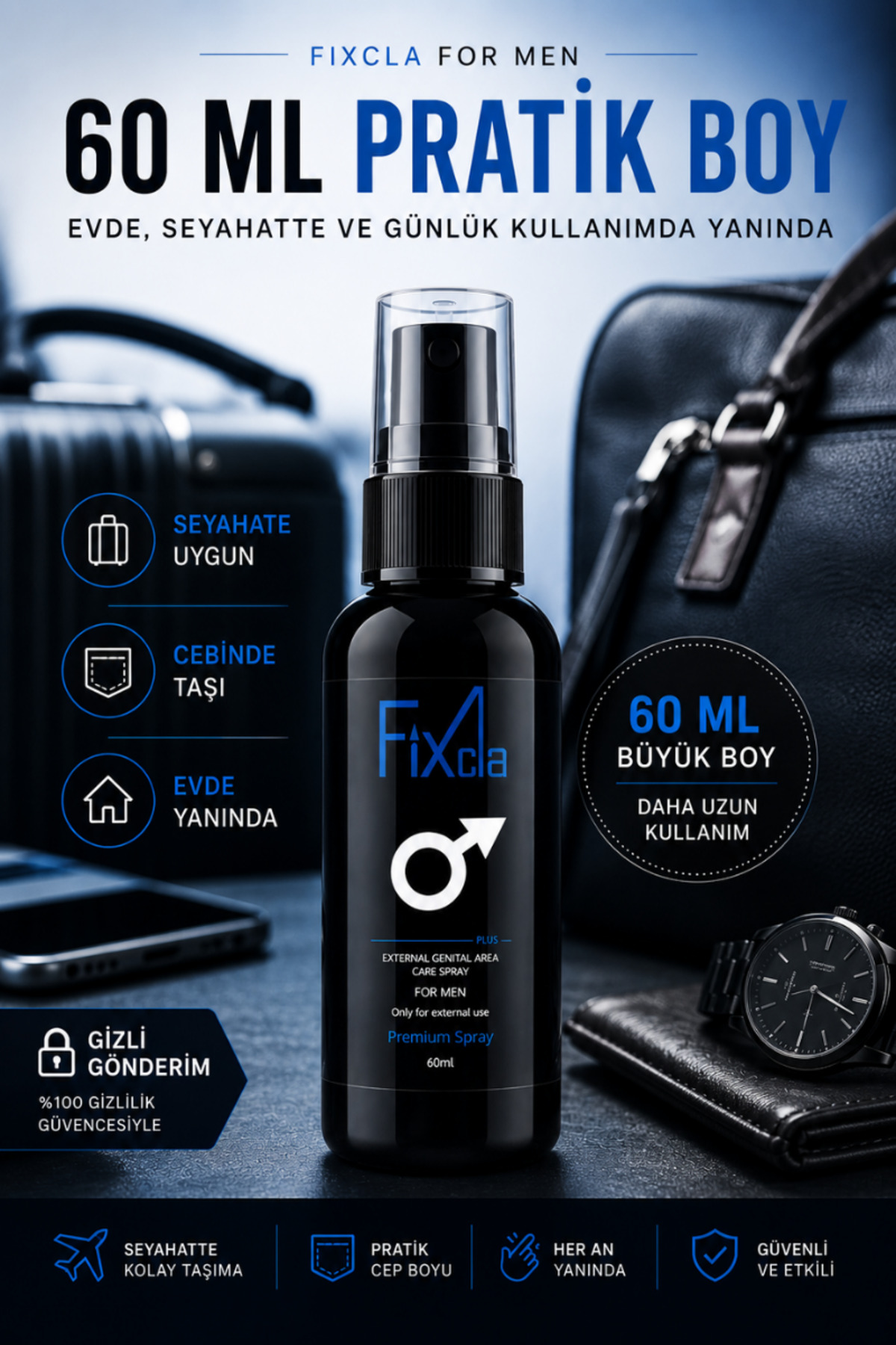 FixCla Blue Erkek Uzun Deneyim Spreyi 60 ML Yeni Nesil Premium - Görsel 3