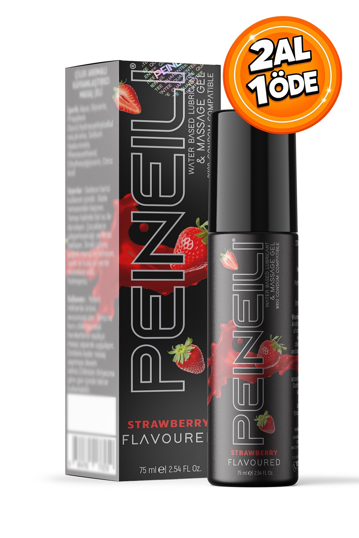 PEINEILI Çilekli Kayganlaştırıcı Jel Masaj Jeli Su Bazlı Strawberry Lubricant Massage Gel Water Based 75 ml
