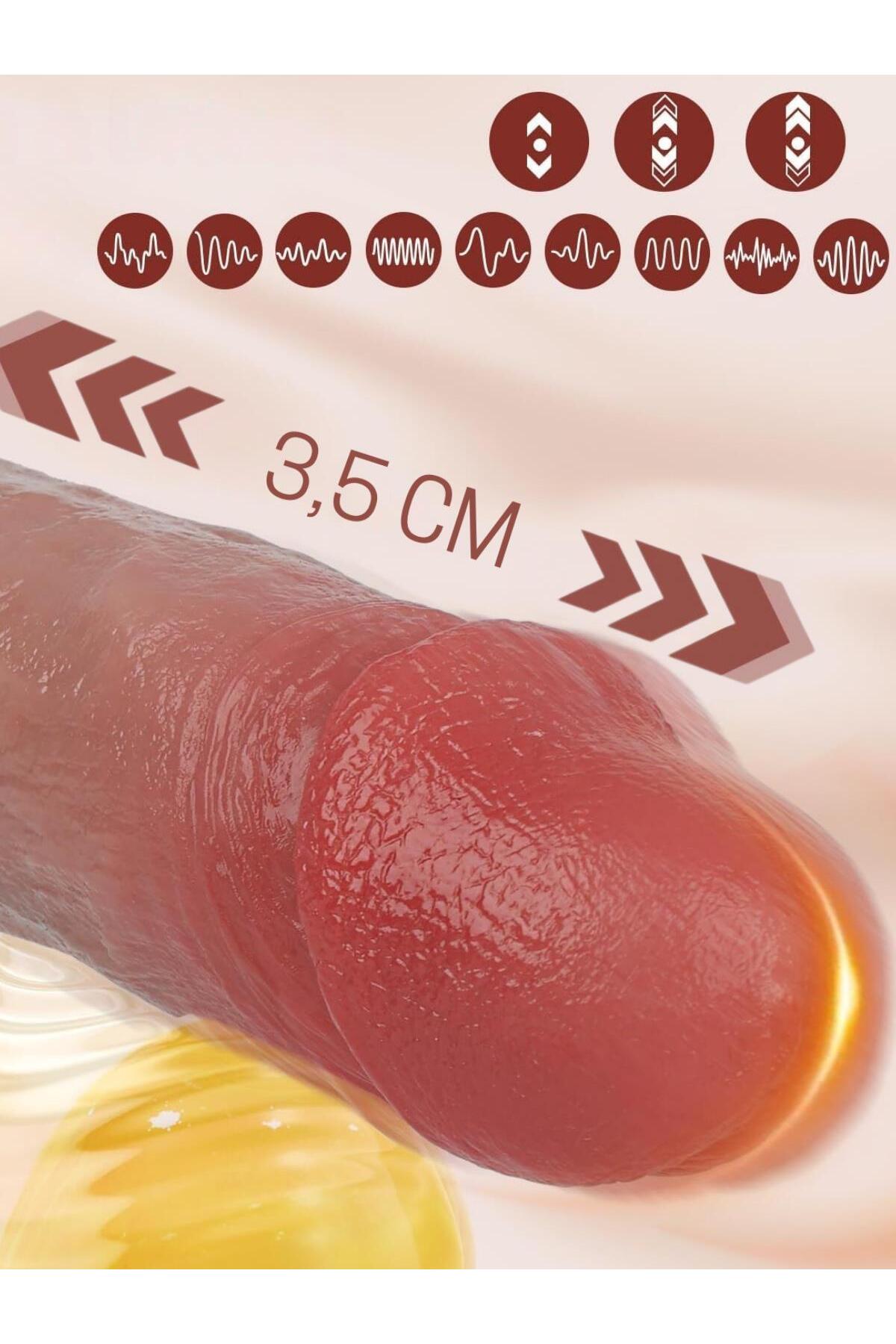 Lolita Shop Isıtmalı İleri Geri Hareketli Titreşimli 22 Cm Vibratör Çift Katmanlı Ultra Realistik Penis Dildo - Görsel 3