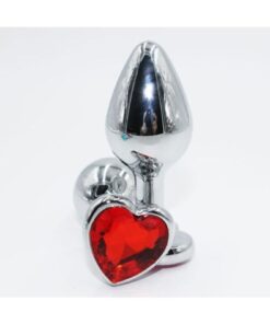 Night Blue Erotic Shop Silver Paslanmaz Çelik Kalp Taşlı Anal Plug - Görsel 3