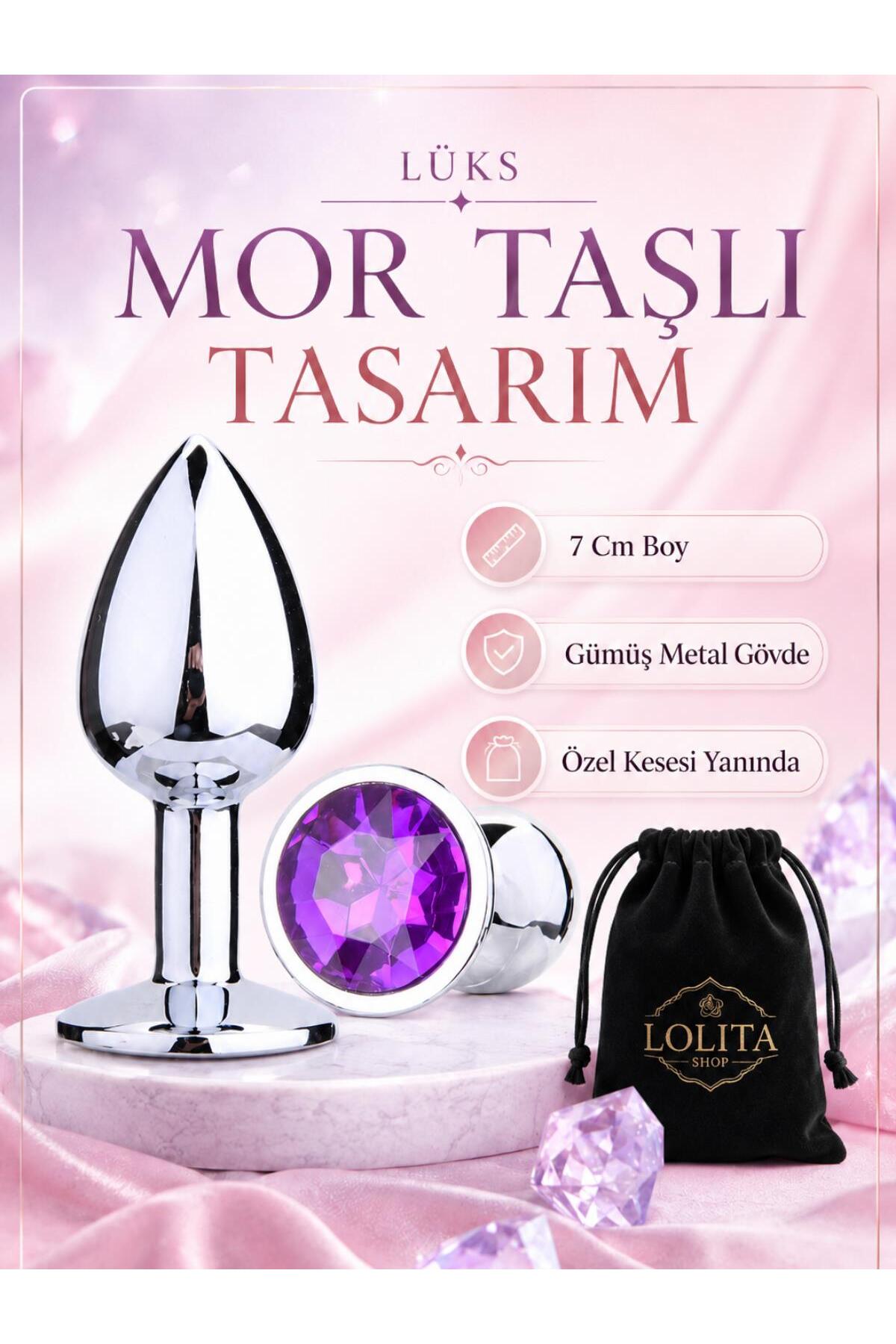 Lolita Shop Gümüş Metal Mor Lüks Mücevher Taşlı 7 Cm Lüks Anal Alıştırıcı Açıcı Genişletici Tıpa Plug Ve Tıkaç