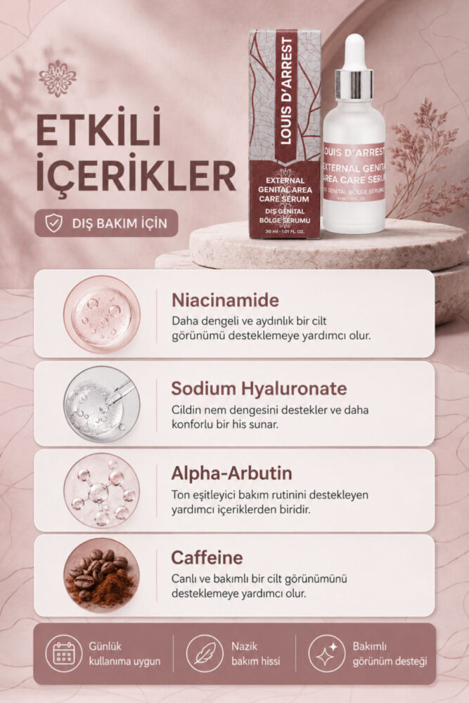 Louis DArrest Genital Bölge Sıkılaştırıcı, Leke Karşıtı Aydınlatıcı Bakım Serumu 30 ML. Arbutin, Hyalüronik Asit - Görsel 3