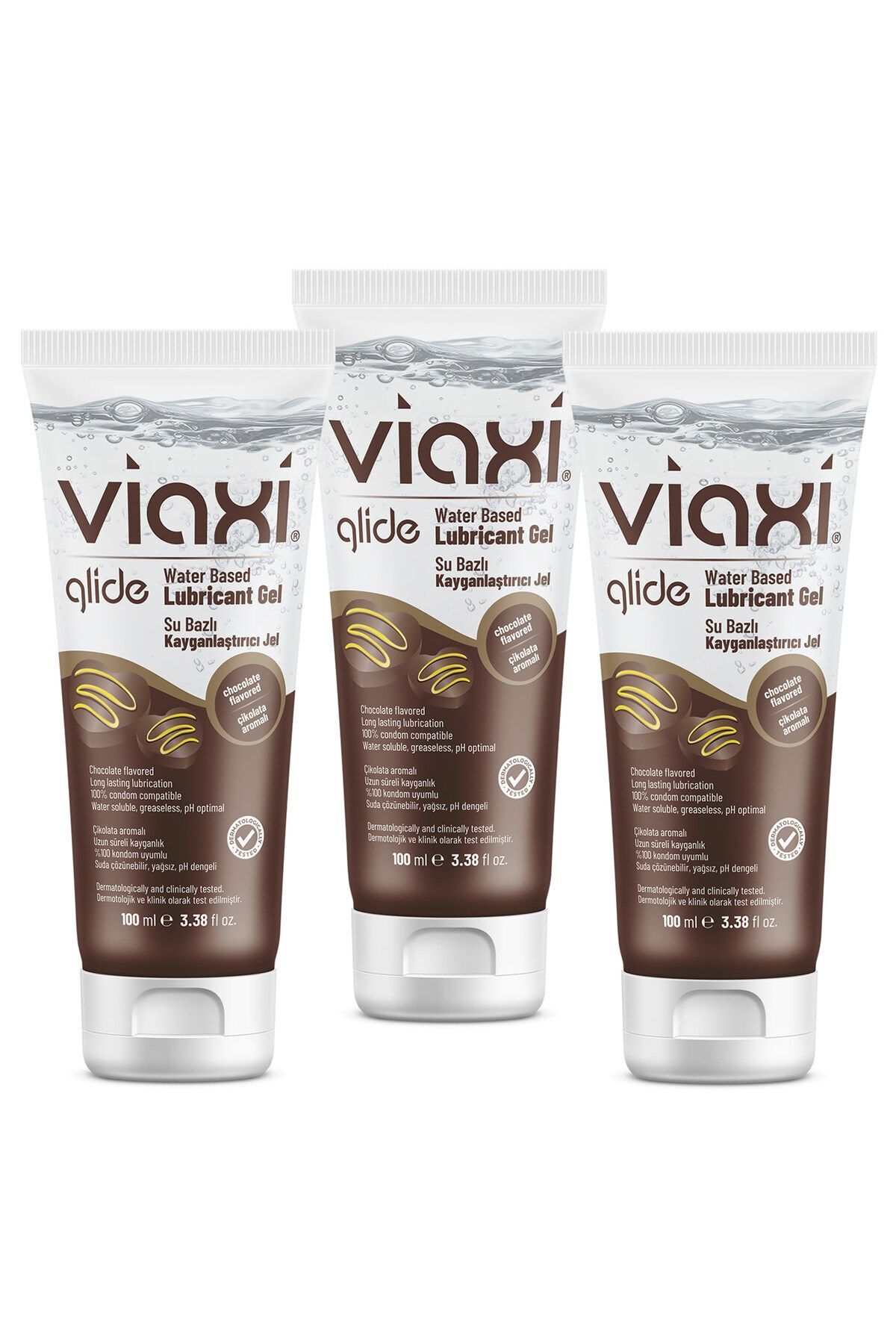 Viaxi Glide Çikolatalı Su Bazlı Kayganlaştırıcı Jel 100 Ml (3 Adet) Skt: 27/06/2026