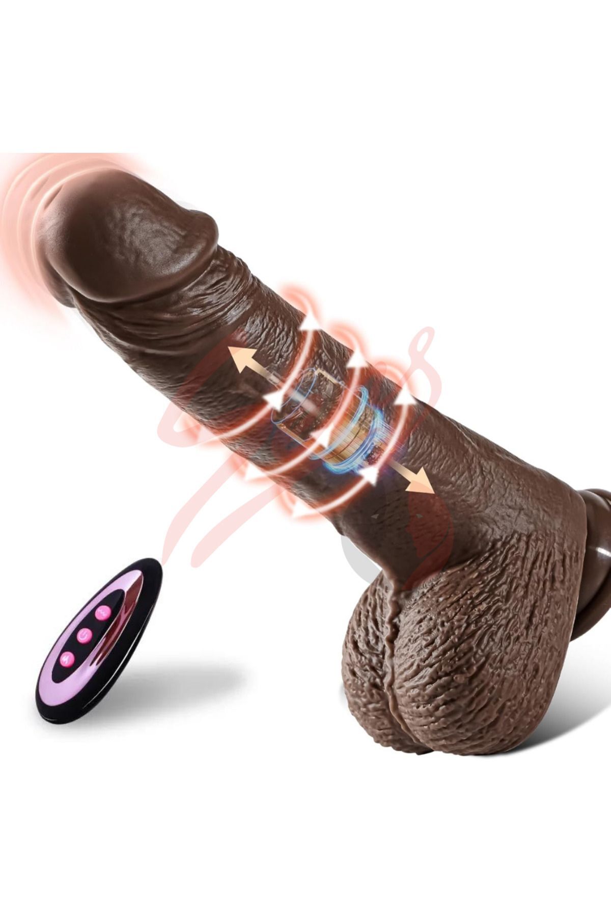 Erotica İleri Geri ve Dönme Hareketli Isıtmalı Realistik Yapay Penis Vibratör Thrusting Dildo 25 CM